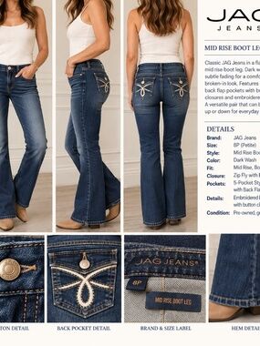 JAG Jeans Mid Rise Boot Leg Petite Jeans